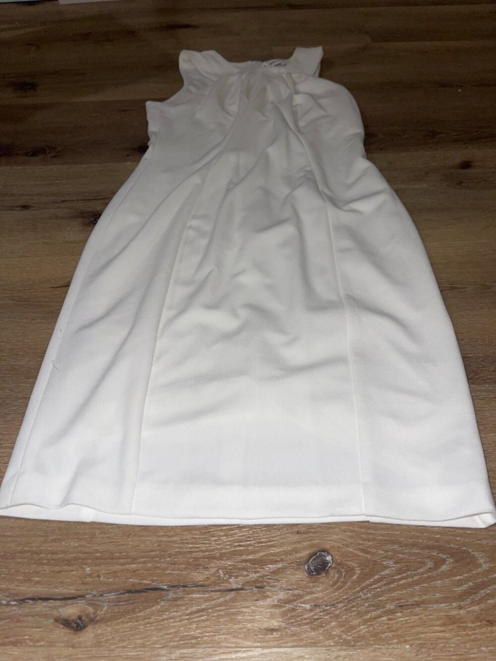 Calvin Klein Dress Size 6 White Sheath Pleated Halter Zipper NWT - Picture 4 of 9